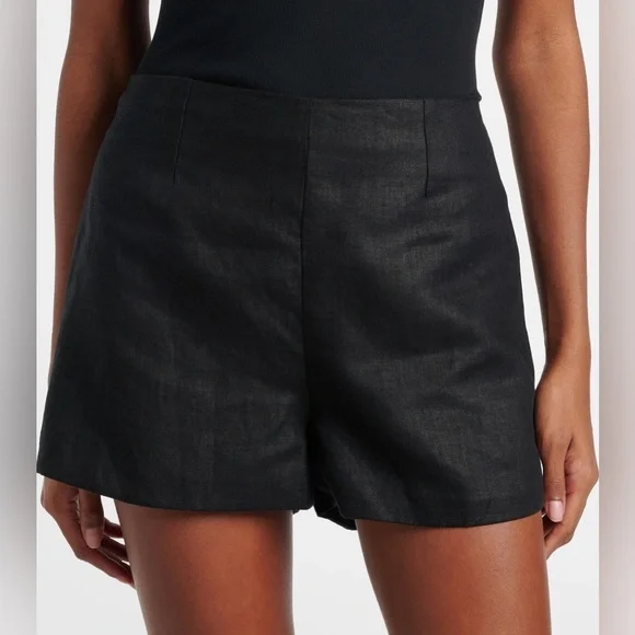FAITHFULL the Brand Lila Black High Rise Woven Linen Shorts Size Medium